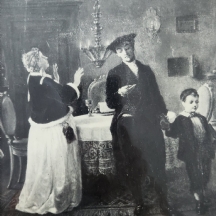 'הדלקת נרות בערב שבת' -  על פי ציור של מוריץ דניאל אופנהיים