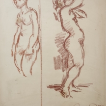 'שתי נשים'  - רישום פנדה על נייר