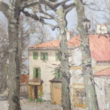 Jacques L'Huillier (צרפתי, נולד בשנת: 1867) - 'בית לבן בין עצים' - שמן על בד