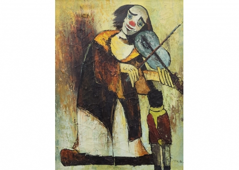 'ליצן וכינור כחול' - ציור