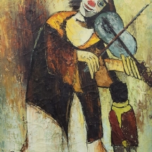 'ליצן וכינור כחול' - ציור