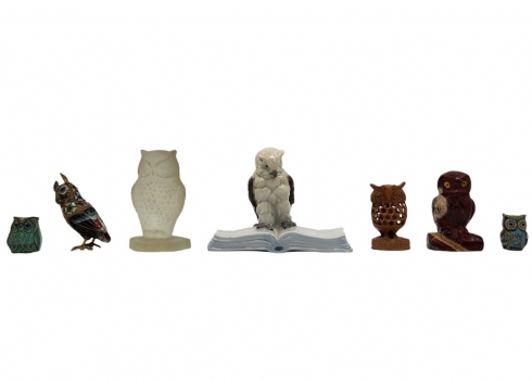 לאספני ינשופים - לוט של 7 פסלונים בדמות ינשופים