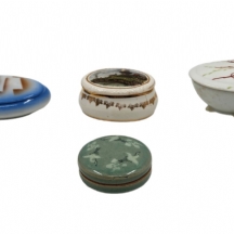 לוט של 4 קופסאות עשויות קרמיקה פורצלן וחרס