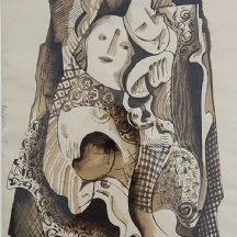 בלה קדר (Bela Kadar) - 'אישה בקימונו' - אקוורל על נייר, חתום