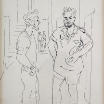 נחום גוטמן (Nachum Gutman) - 'שני גברים' - הדפס חתום בעיפרון