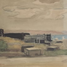 נחום גוטמן (Nachum Gutman) - 'נוף' - אקוורל על נייר, חתום ומתוארך: 1931