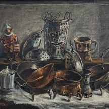 יוסל ברגנר (Yosl Bergner) - 'סמטת מחבת הפח' - שמן על בד