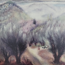 ראובן רובין (Reuven Rubin) - 'רועי צאן במטע זיתים' - ליטוגרפיה חתומה בעיפרון