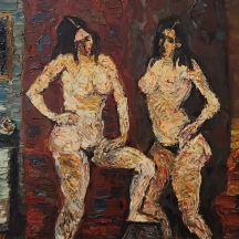 יצחק פרנקל פרנל (Isaac Frenel (Frenkel)) - 'אהבת נשים' - שמן על בד, חתום