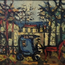 יעקב וכסלר (Jacob Wexler) - 'עגלון חרדי בחיפה' - ציור שמן על בד, חתום