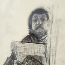 לאוניד בלקלב (Leonid Balaklav) - רישום עפרונות ופחם על נייר, חתום ומתוארך: 2001