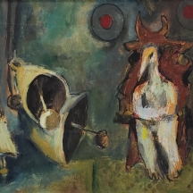 'שד פעמונים' - שמן על לוח, חתום ומתוארך: 1968
