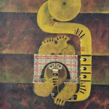 ארנולד אסטרלה (Arnold Estrella) - אישה תוקעת בטרומבון', ציור פיליפיני, שמן על בד