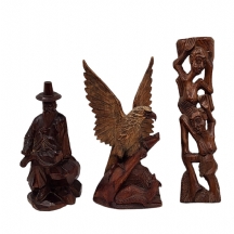 לוט של 3 פסלי עץ שונים