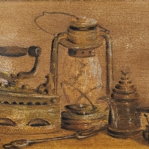 'טבע דומם עם מגהץ פחמים ועששית' - ציור