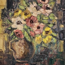 'פרחים בכד חום' - ציור