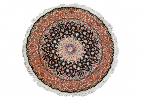 שטיח פרסי עגול, עשוי עבודת יד, קוטר: 208 ס"מ.