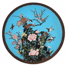 צלחת קלואזונה (Cloisonne) יפנית עתיקה מהמאה ה-19
