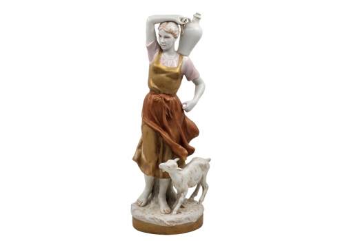פסל פורצלן צ'כי עתיק מתוצרת: 'רויאל דקס' (Royal Duxׂׂׂ), חתום, מעוטר בצביעת יד