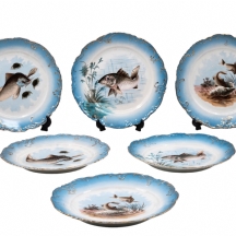 סט של 6 צלחות פורצלן לדגים, סוף המאה ה19