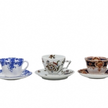 לאספני ספלי פורצלן - לוט של 5 ספלי פורצלן ותחתיות תואמות