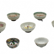 לוט של 9 קעריות פורצלן סיניות קטנות, מהמאה ה19