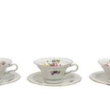 סט של 3 ספלי פורצלן גרמניים איכותיים, בסגנון אר-דקו