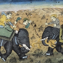 ציור מיניאטורי הודי, גואש על נייר, פגמים לנייר (מצולם), בן כמאה שנה