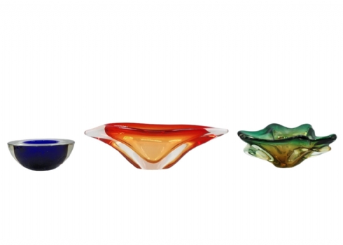 לוט של 3 כלי זכוכית מורנו איטלקיים