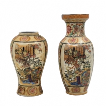 לוט של 2 כדים סינים בסגנון סטסומה יפני