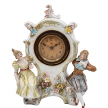 שעון שולחני גרמני עתיק, מתוצרת חברת 'יונגנס ('junghans'), עשוי פורצלן, מעוטר