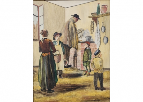 הלן הורסקי Helene Horsky Basch אמנית יהודית אוסטריה-ישראל, 1909-1982. שמן על בד