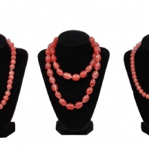 לוט של 3 מחרוזות שזורות חרוזי 'קוורץ דובדבן' (Cherry Quartz) טבעי