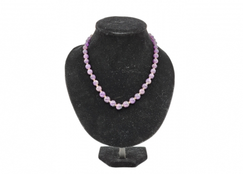 מחרוזת חרוזי אמטיסט (Amethyst) טבעי, רוחב כל חרוז: 5-10 מ"מ, אורך המחרוזת: 50 ס"