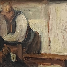 אבי שוורץ (Avi Schwartz) - ציור שמן על לוח, חתום