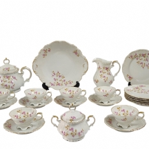 חלקי סט פורצלן גרמני, מעוטר בפרחים ופס זהב לאימרה, תוצרת 'Edelstein'