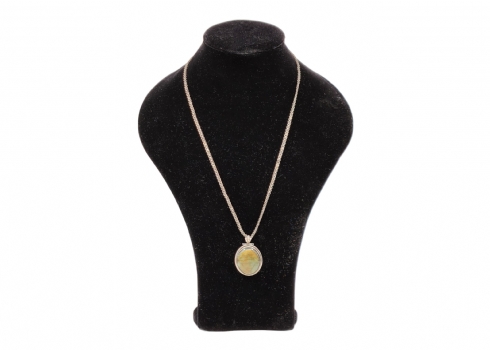 שרשרת ותליון עשויים כסף 'סטרלינג' (925), חתומים, התליון משובץ אבן לברדורייט