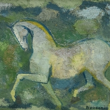 דב בוסני - 'סוס לבן' - ציור שמן על בד, חתום