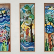 דינה ארזי - טריפטיך' - אקוורל על נייר, חתום ומתוארך: 1981