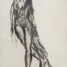 'עירום נשי' - אקוורל על נייר