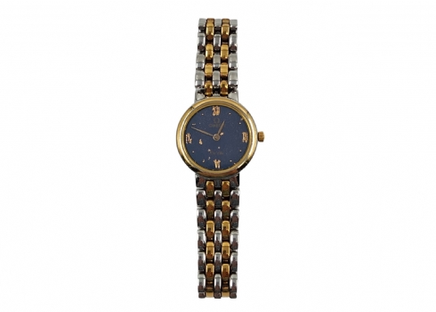 שעון יד לאישה מתוצרת 'אומגה' (Omega) דגם: 'De Ville', עשוי פלדה מוזהב בחלקו, קוט
