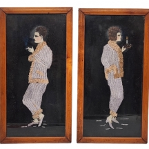 'מעשנים'  - זוג תמונות, טכניקה מעורבת