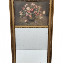 מראת טרומו (Trumeau Mirror) עתיקה ויפה מהמאה ה-19, עשויה עץ ועיטור שושנים