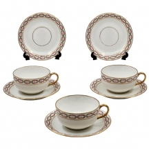 חלקי סט ספלי תה צרפתי, עשוי פורצלן, תוצרת לימוז' (Limoges)