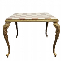 שולחן שחמט / דמקה דקורטיבי סלוני עשוי פליז יצוק ומשטח עליון עשוי שני סוגי אוניקס