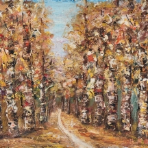 'שביל בשלכת' - שמן על בד צרפתי, ציור רומני ישן