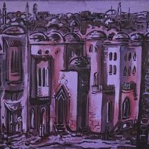 יוסי שטרן (Joseph Stern) - 'ירושלים בסגול' - שמן על בד צרפתי