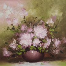 'שושנים בכד סגול' - שמן על בד