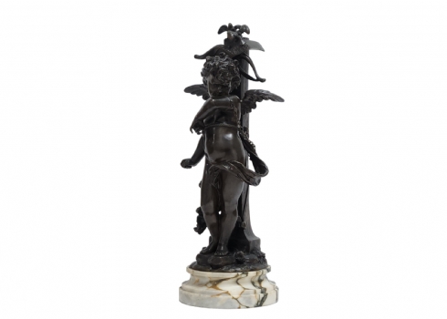 אוטרופ בורה (Eutrope Bouret, צרפתי, 1833-1906) - פסל ברונזה צרפתי עתיק מאה 19