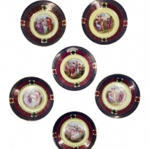 סט של 6 צלחות עוגה צ'כיות עתיקות